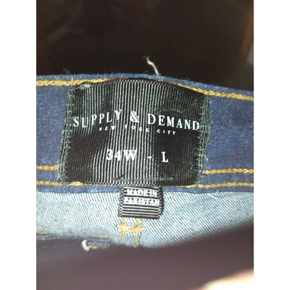 Supply & Demand Dark Wash Exposed Stitching Skinny Jeans Men's Size 34 X 33 - Picture 5 of 9